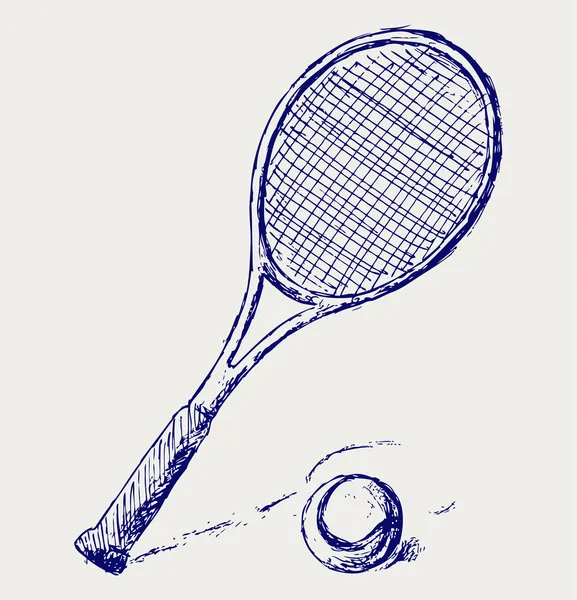 Ett tennisracket och en boll — Stock vektor