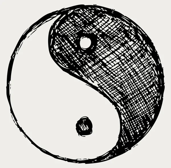 Ying yang croquis symbole — Image vectorielle
