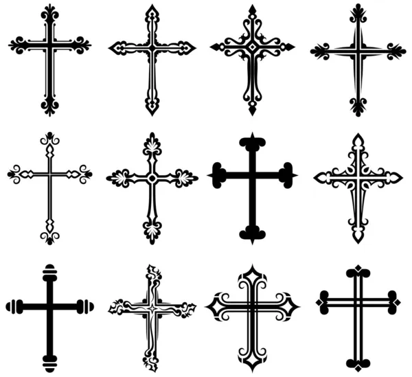 Kollektion religiöser Kreuze — Stockvektor