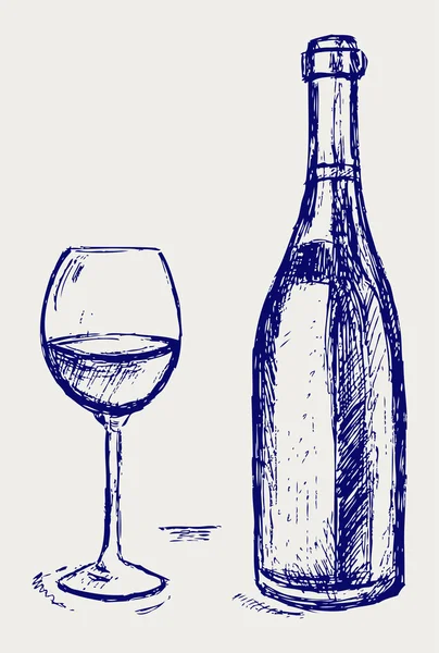 Sklenici vína a láhev — Stockový vektor