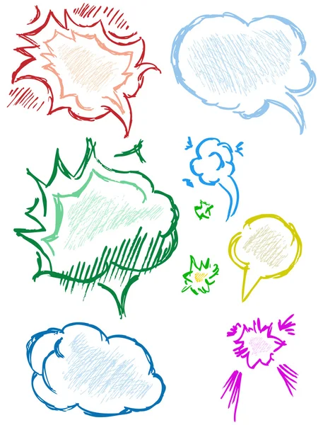 Burbujas de pensamiento dibujadas a mano — Vector de stock
