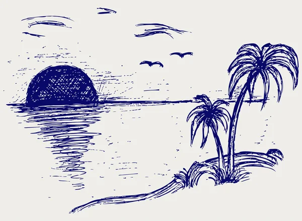 Остров пальмы — стоковый вектор