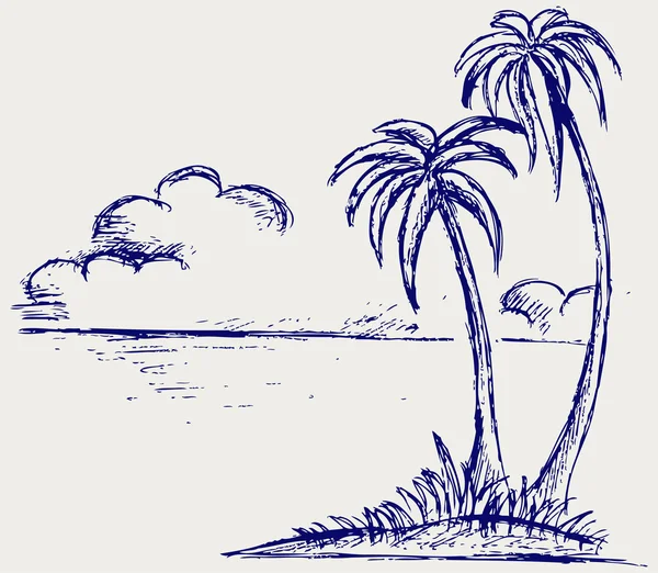 Eiland palm — Stockvector