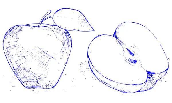 Apel pada latar belakang putih - Stok Vektor