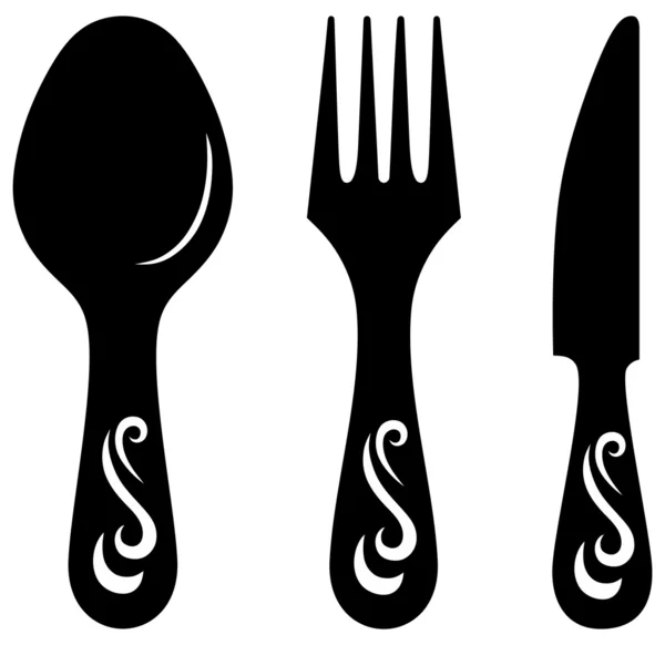 Coltello, forchetta e cucchiaio. — Vettoriale Stock
