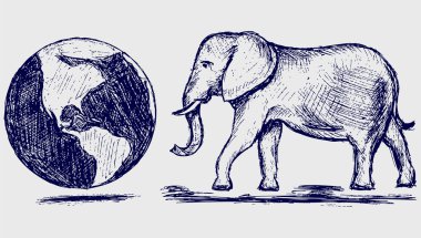 Elephant and planet clipart