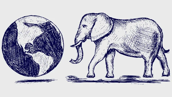 Elefant und Planet — Stockfoto
