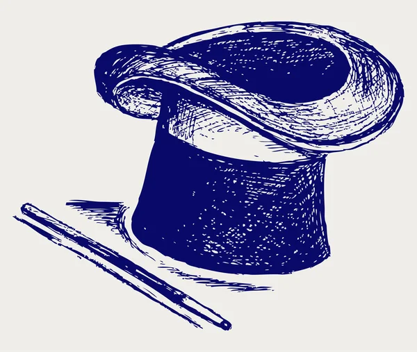 Magic hat with magic wand — Stock Photo, Image
