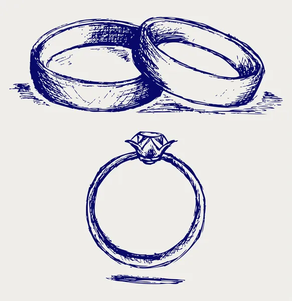 Dibujo lápiz ilustración de anillos de boda —  Fotos de Stock