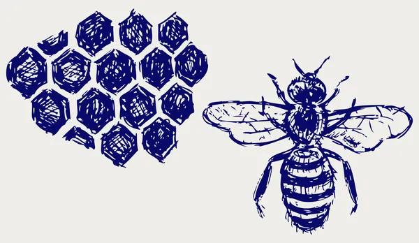 Working bee on honeycells — Stock Photo, Image