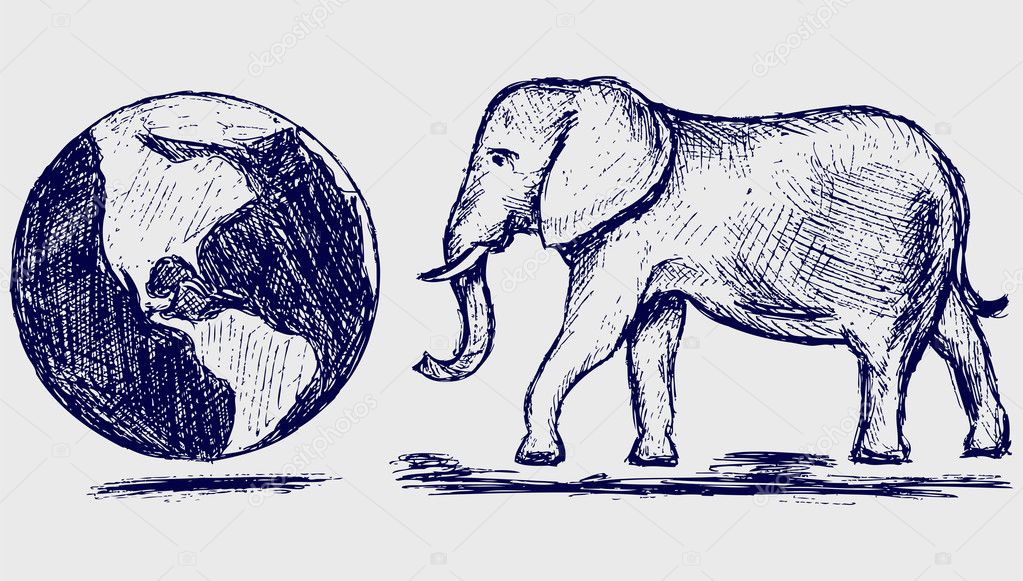 Elephant and planet