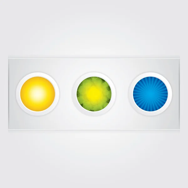 Trois bouton sphérique brillant — Image vectorielle