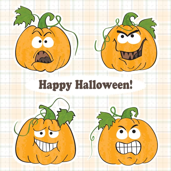 Funny halloween pumpkins - stickers — Stock Vector