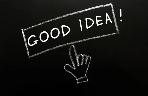 "Boa ideia "com uma mão de cursor — Fotografia de Stock