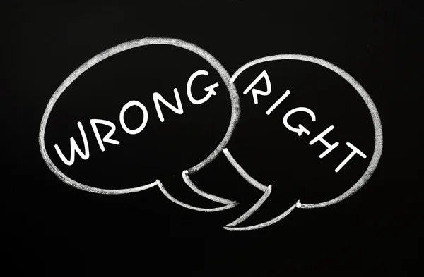 Bolhas de fala para certo e errado — Fotografia de Stock
