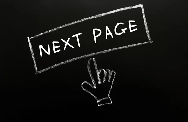 "Próxima página "botão com uma mão cursor — Fotografia de Stock