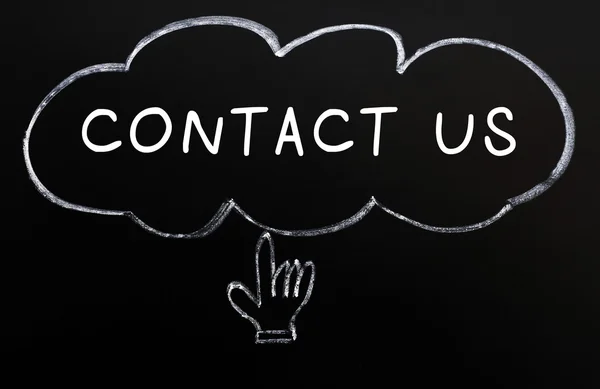 "Contacte-nos "com um cursor de mão — Fotografia de Stock