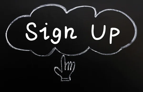 Sign up with Cloud and hand cursor — Stock Photo, Image
