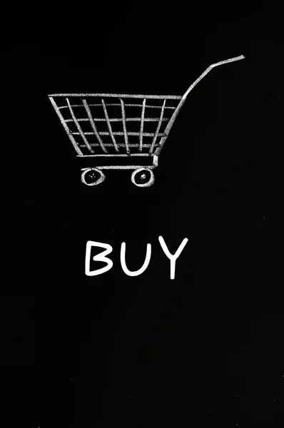 Shopping cart drawn with chalk — Stock Photo, Image