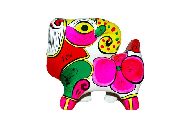Brinquedo colorido de cabra feito de barro — Fotografia de Stock
