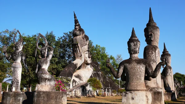 在老挝的历史性佛像雕塑。 — 图库照片