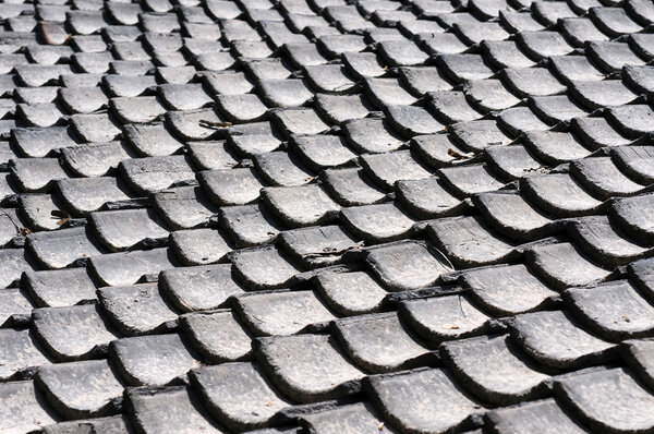 Roof tiles of a traditional Chinese house in the sunlight