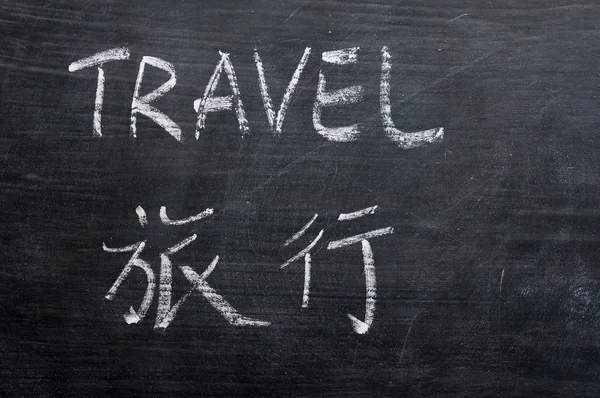 Travel - word written on a smudged blackboard — Stock Photo, Image