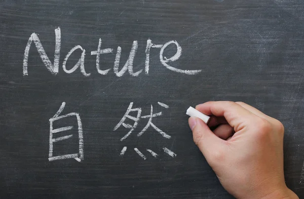 Nature - word written on a smudged blackboard — Stock Photo, Image