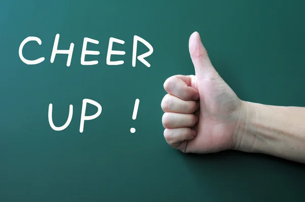 Cheer up written on a blackboard background — Stock Photo, Image