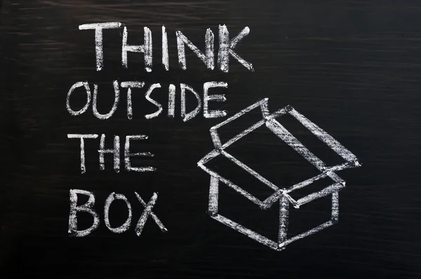 Krita ritning - begreppet "tänka utanför boxen" — Stockfoto