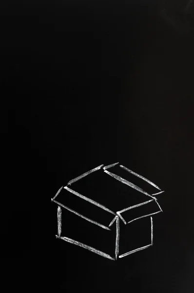 Малюнок крейди концепція "думати за межами коробки " — стокове фото