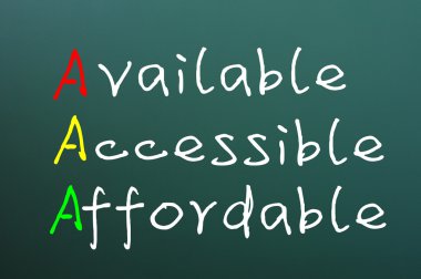 Acronym of AAA for available, accessible and affordable clipart