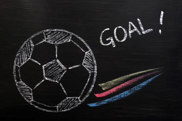 Chalk drawing of Football and Goal