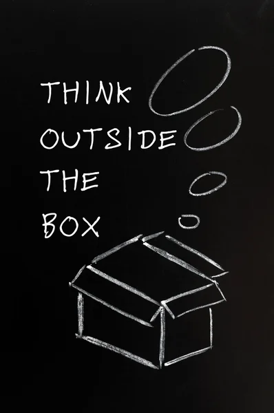 Chalk drawing - concept of "Think outside the box" — Stock Photo, Image