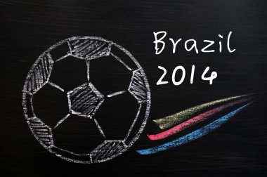 Chalk drawing of Football World Cup Brazil 2014 clipart