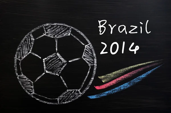 stock image Chalk drawing of Football World Cup Brazil 2014