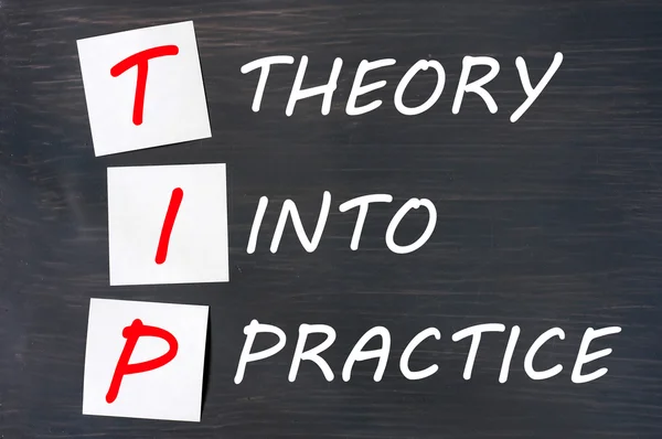 TIP acronym for theory into practice on blackboard — Stock Photo, Image