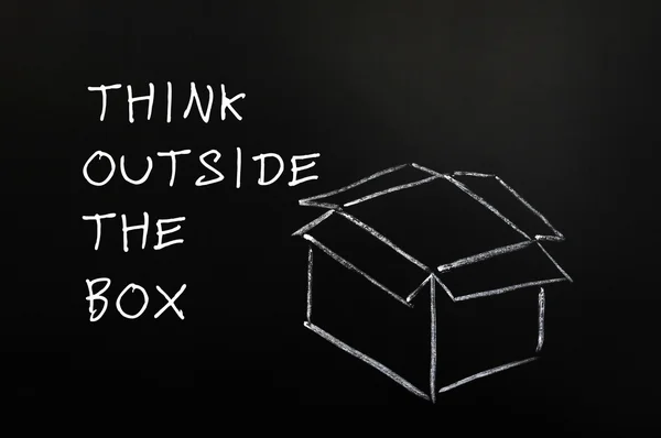 Chalk drawing - concept of "Think Outside the box" — Stock Photo, Image