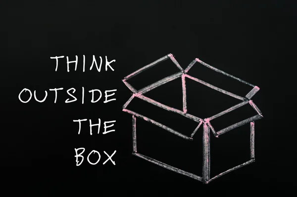 Desenho de giz - conceito de "pensar fora da caixa " — Fotografia de Stock