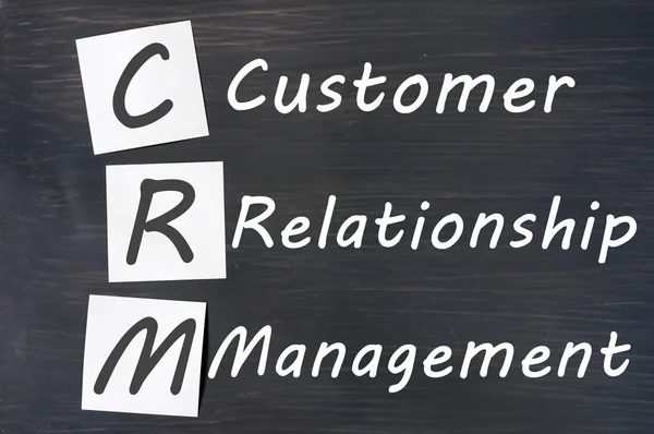 Acronym of CRM - Customer Relationship Management written on a blackboard — Stock Photo, Image