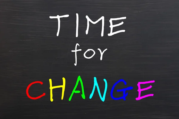 Ώρα για αλλαγή, τις πολύχρωμες λέξεις στο blackboard — Φωτογραφία Αρχείου