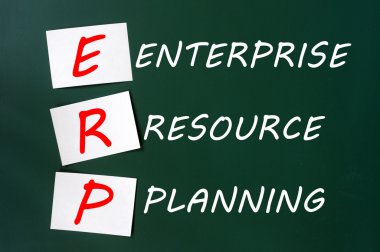 Chalk drawing of ERP acronym for Enterprise Resource Planning clipart