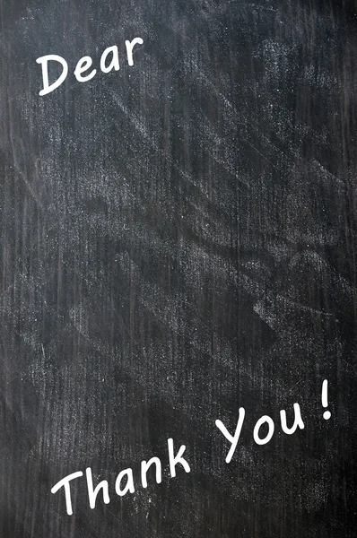 Dank u geschreven met krijt op blackboard met kopie ruimte voor extra tekst — Stockfoto