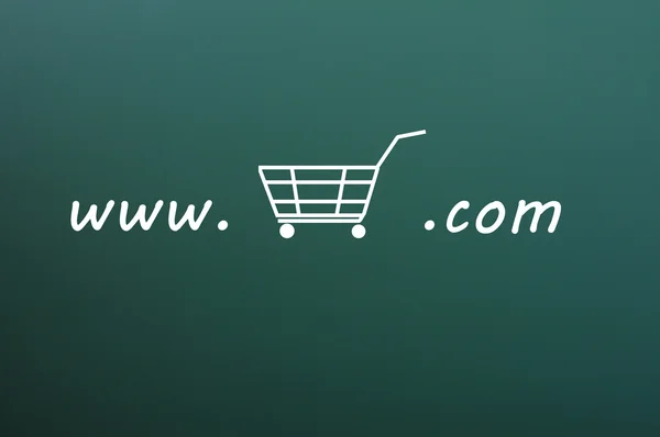 On-line shopping website on a green chalkboard — Stock Photo, Image