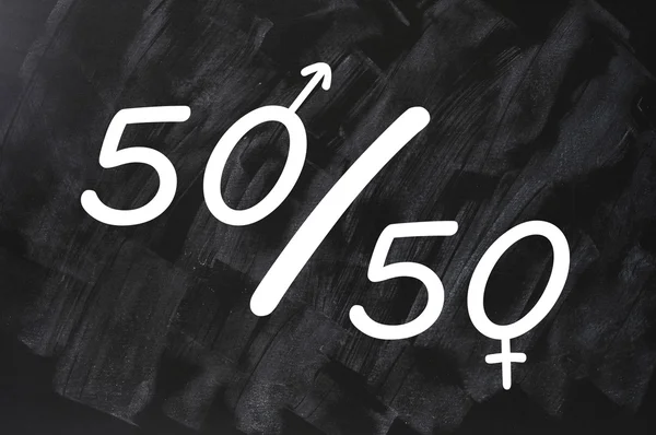 ห้าสิบเปอร์เซ็นต์ของแนวคิดเรื่องโอกาสทางเพศที่เท่าเทียมกัน — ภาพถ่ายสต็อก