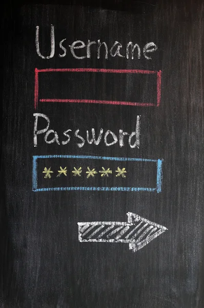 ユーザー名とパスワードで黒板にログインの設計 — ストック写真