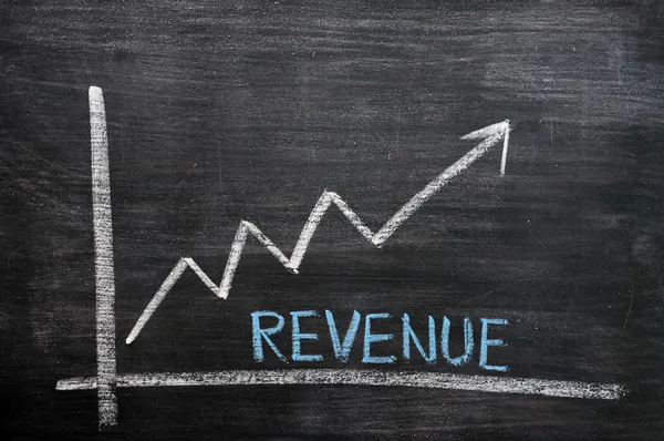 Chart of revenue progress on a chalkboard Stock Photo