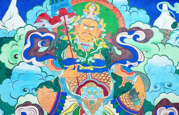 古代藏族墙上绘画艺术的佛 — 图库照片