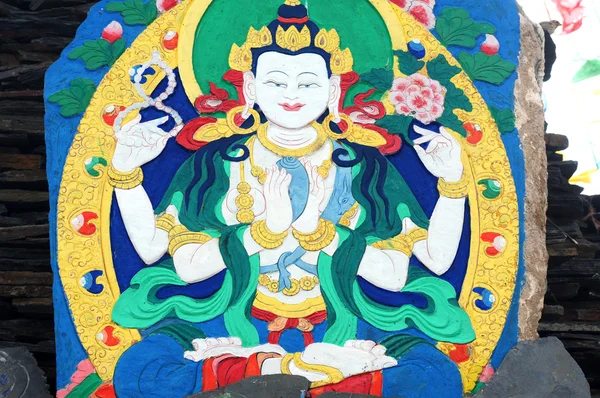 Pittura murale antica arte di buddha — Foto Stock
