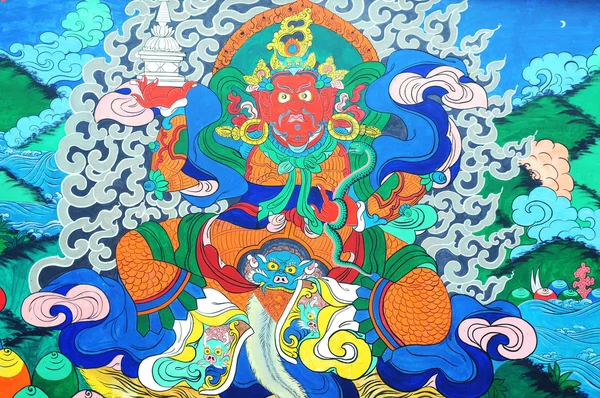 Ancienne peinture murale tibétaine art de buddha — Photo